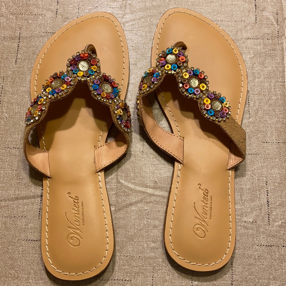 NWOT beaded Roulette sandals